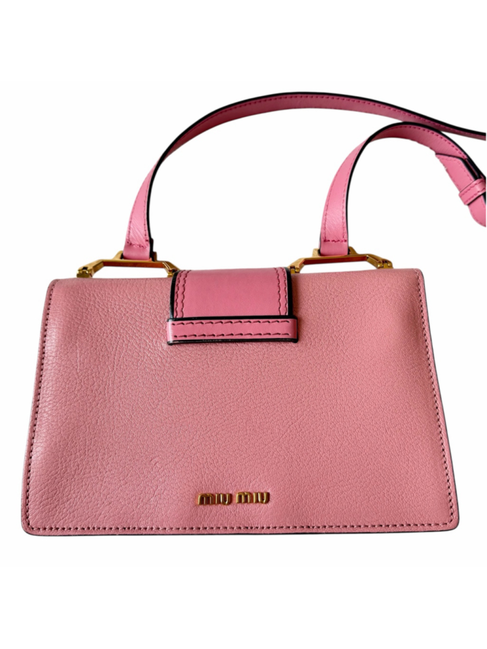Miu Miu Miu Lady Crystal-Embellished Madras Leather Shoulder Bag - Pink - Picture 14 of 16